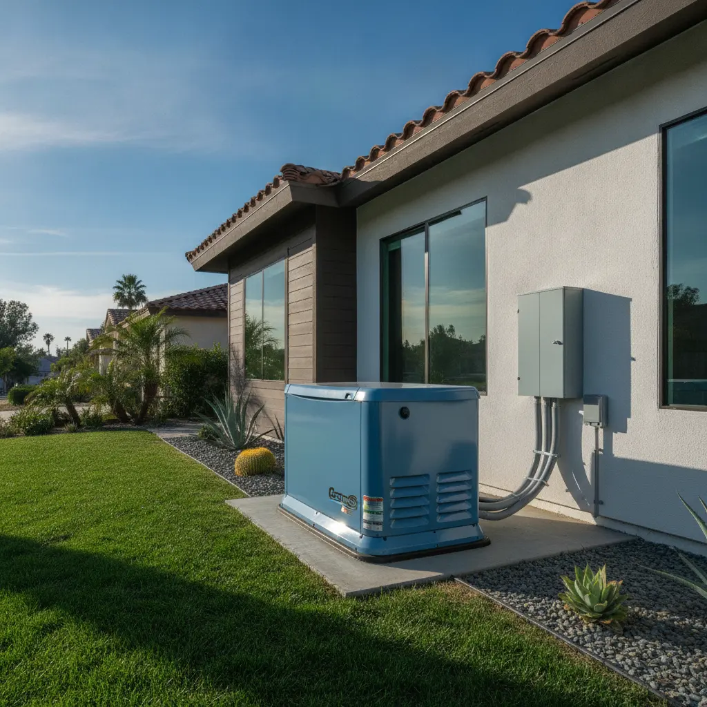 Whole-home standby generator installed beside a Murrieta, CA residence